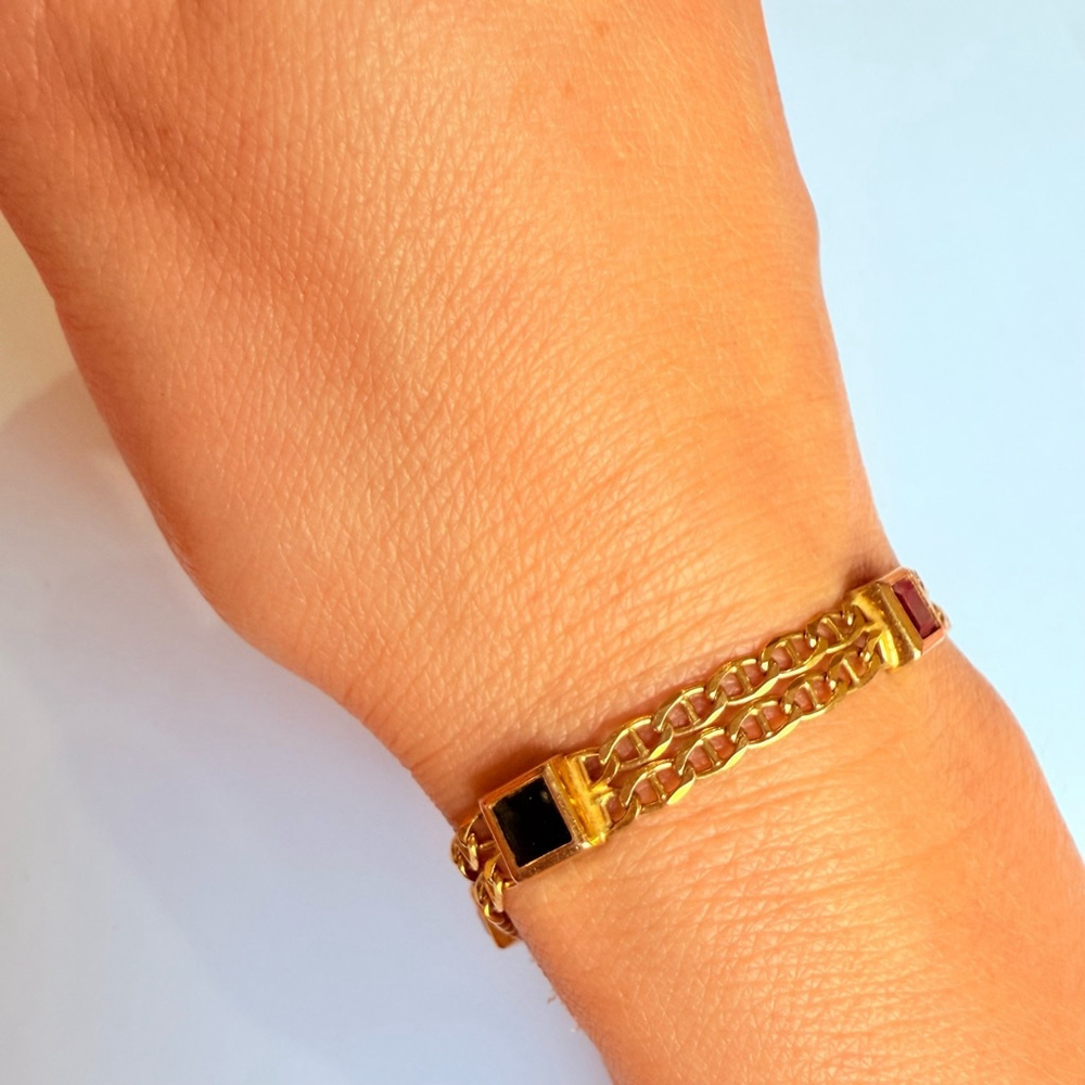 Estate 10k Solid Gold Ruby Sapphire Emerald Ancho… - image 4